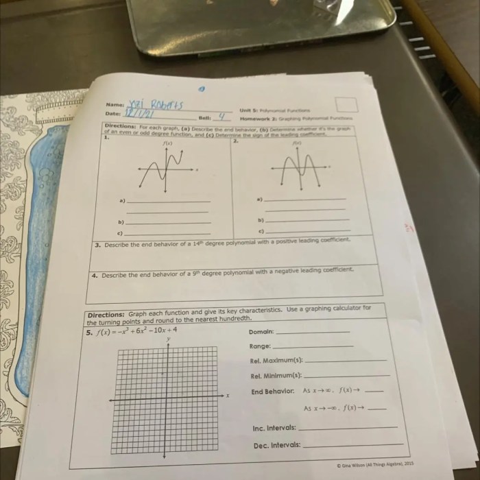 Unit 3 polynomial functions answer key