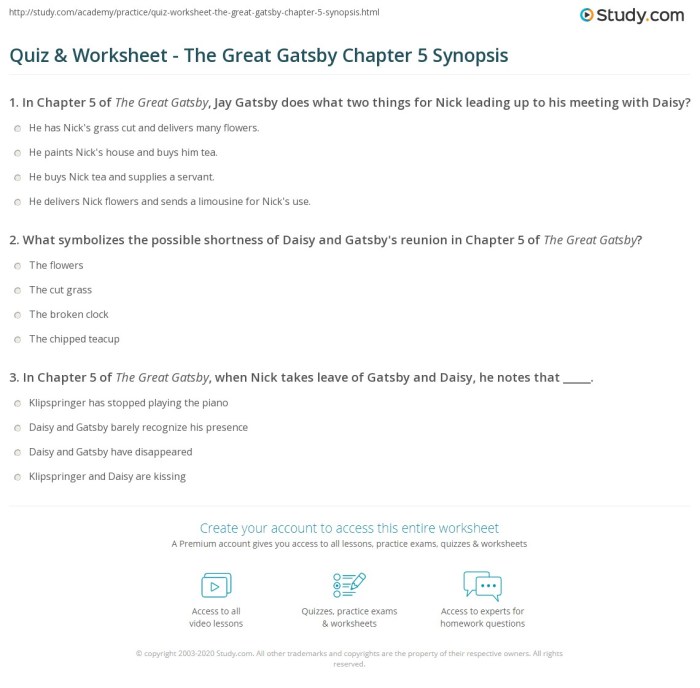 Quiz on chapter 1 of the great gatsby