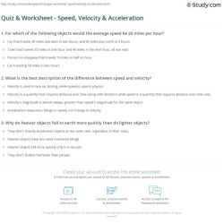 Speed velocity acceleration worksheet with answers